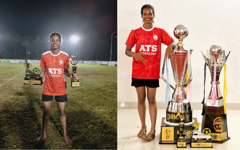 Keerthana with trophy